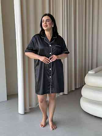 Жіноча шовкова нічна сорочка великих розмірів Ночнушка PLUS SIZE Одяг для дому Сукня для сну шовк Армані Одеса
