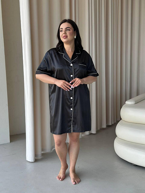 Жіноча шовкова нічна сорочка великих розмірів Ночнушка PLUS SIZE Одяг для дому Сукня для сну шовк Армані Одеса - фото 5
