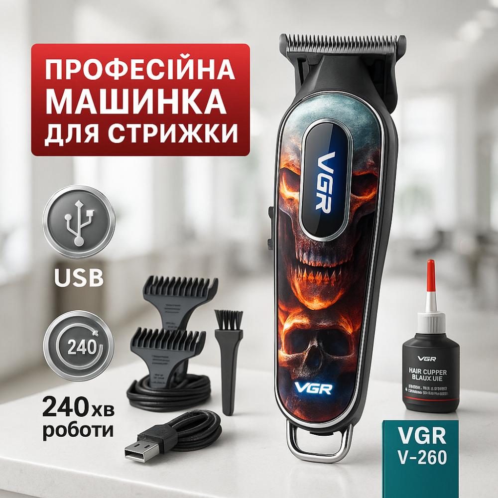 Електрична машинка для стрижки побутова VGR V-260 RED Хороші машинки для стрижки волосся дому ZV-83 Львів - фото 11