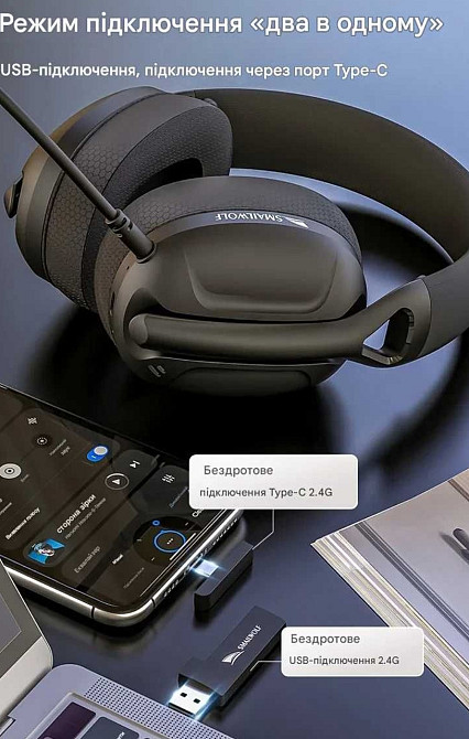 Smailwolf L80 — игровые наушники Bluetooth / 2.4 ГГц / провод. Харьков - изображение 1