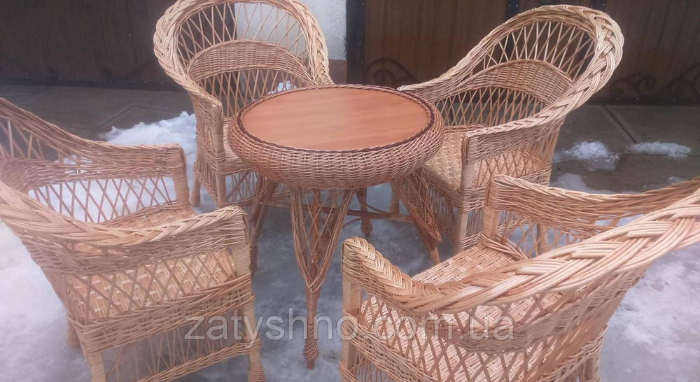 Меблі з лози на чотирьох із круглим столом Київ - фото 3
