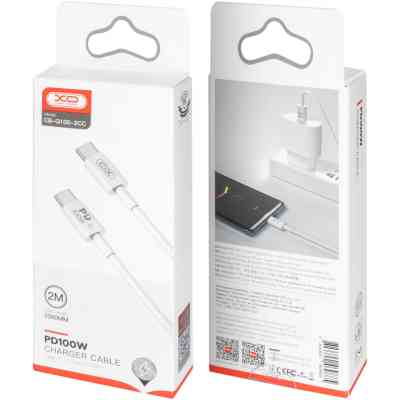 Дата кабель USB-C to USB-C 2.0m 100W white XO (CB-Q100-2CC) Винница