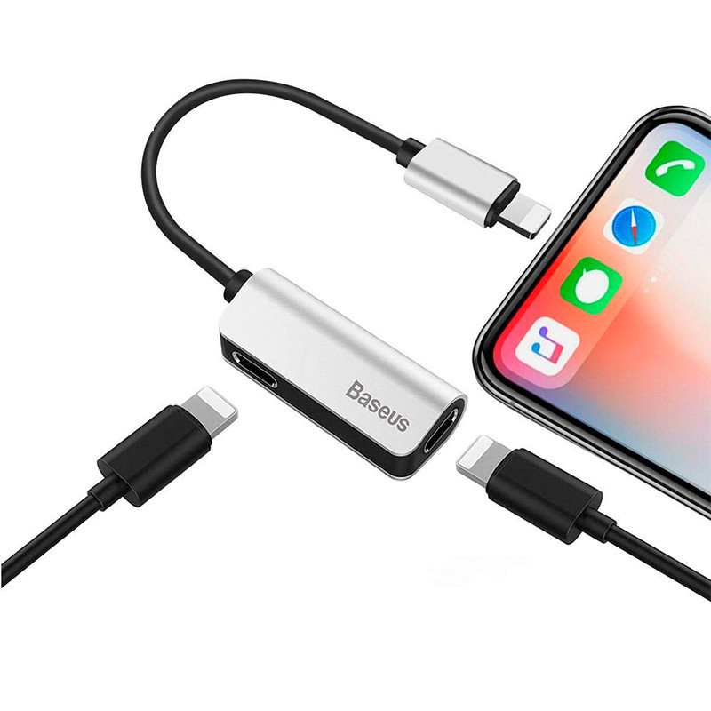 Перехідник Baseus iP Male to iP+iP Female L37 (Сріблястий) Николаев - изображение 1