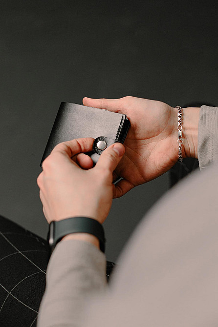 Класичний гаманець із натуральної гладкої шкіри SR002 (Чорний) Суми - фото 6