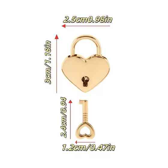 Набор подвесок замок и ключ сердце золотистые металлические 3 шт Киев