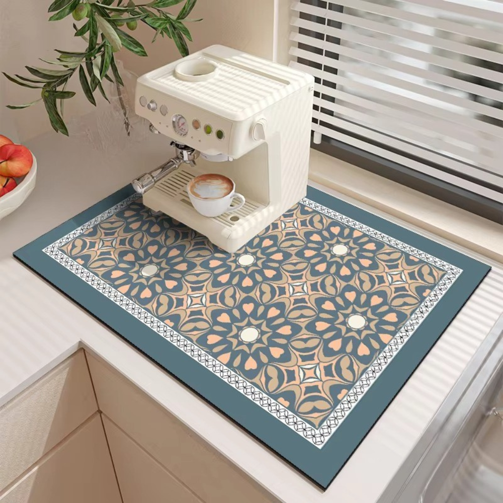 Коврик кухонный на столешницу для кофемашины и бытовых приборов, резиновый, влагопоглощающий,голубой Каменец-Подольский - изображение 1