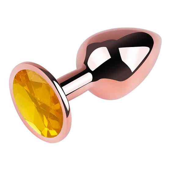Анальна пробка з кристалом EGZO - Rose Gold Round Plug Yellow size S Sex Aura Київ