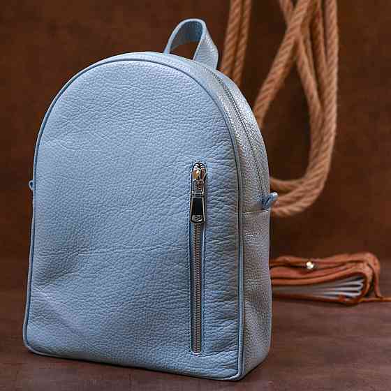 Стильний рюкзак жіночий з натуральної шкіри Блакитний (SHVIGEL) Київ