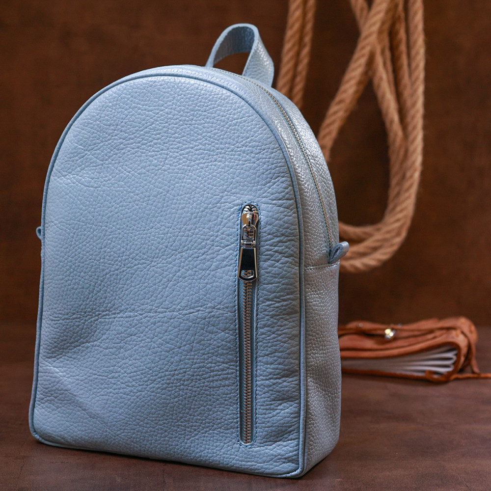 Стильний рюкзак жіночий з натуральної шкіри Блакитний (SHVIGEL) Київ - фото 2