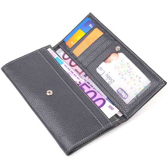 Місткий гаманець для жінок з натуральної шкіри CANPELLINI 21821 Сірий Київ