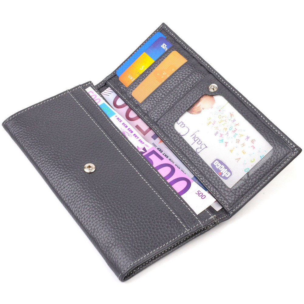 Місткий гаманець для жінок з натуральної шкіри CANPELLINI 21821 Сірий Київ - фото 6