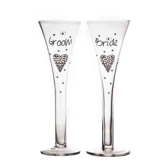 Весільні келихи "Женя і наречена" у подарунковому пакованні 300 мл Рівне