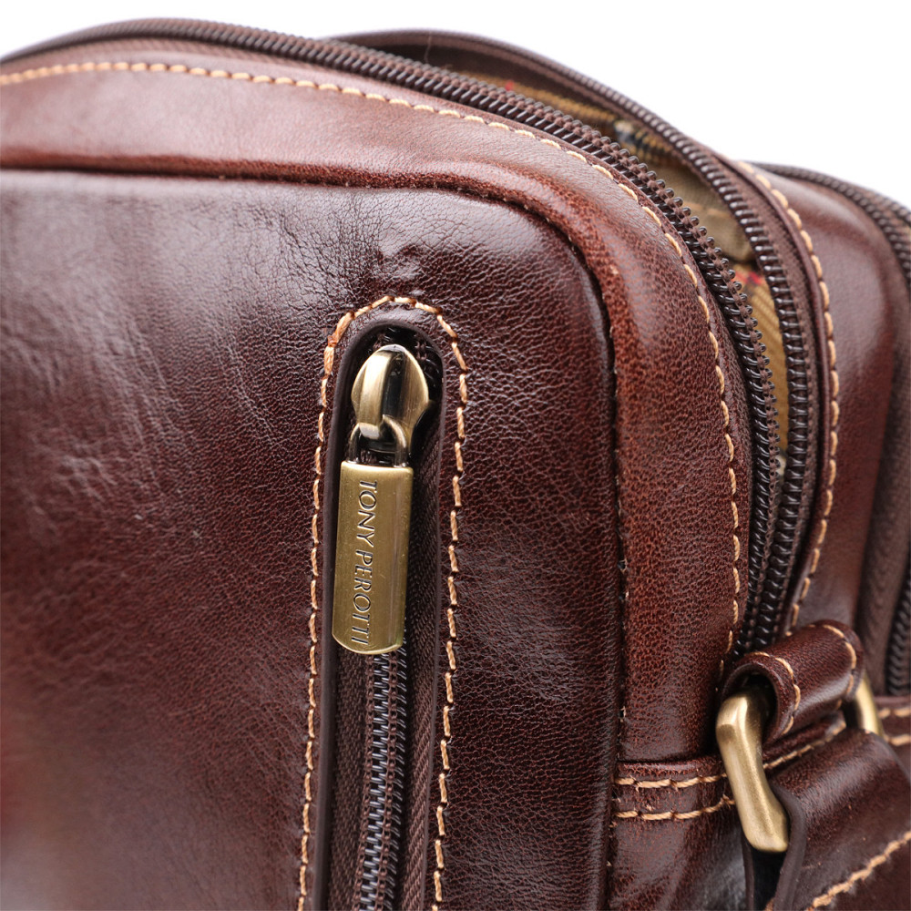 Чоловіча сумка з кишенями з гладкої натуральної шкіри Tony Perotti 20856_1 (9148-17 moro) Коричневий Київ - фото 8