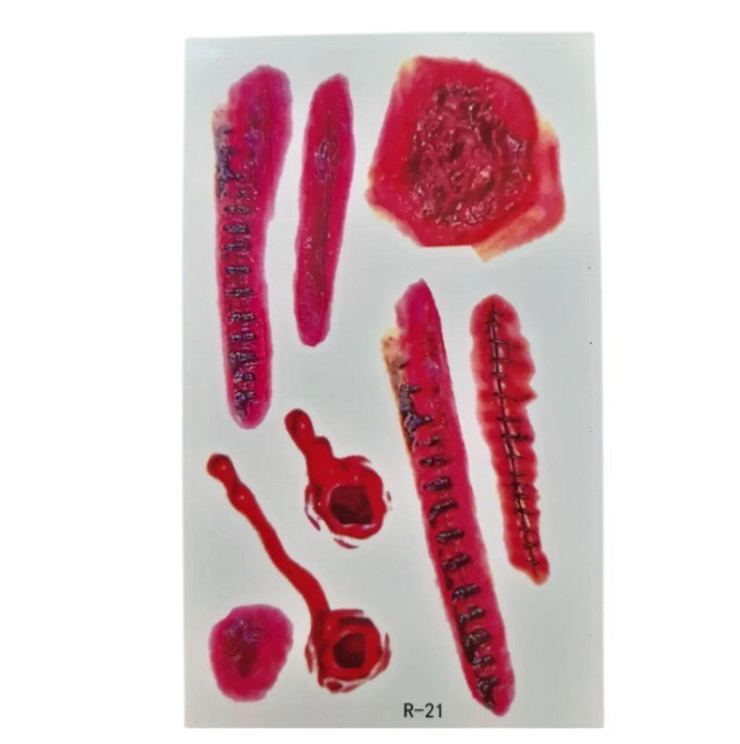 Наклейки тату Рани 6 на 10 см червоний Київ - фото 1