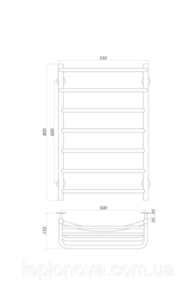 Полотенцесушитель Нержавейка UNIO 800x530-7 Оливия с полкой Черновцы