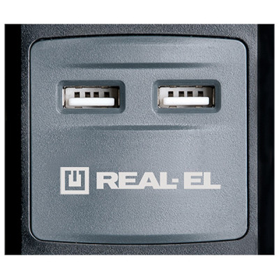 Сетевой удлинитель REAL-EL RS-3 USB CHARGE 1.8m, black (EL122500001) Винница - изображение 2