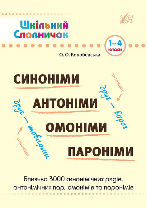 Книга Шкільний словничок.Синоніми, антоніми, омоніми, пароніми. 1-4 класи, шт Київ - фото 1