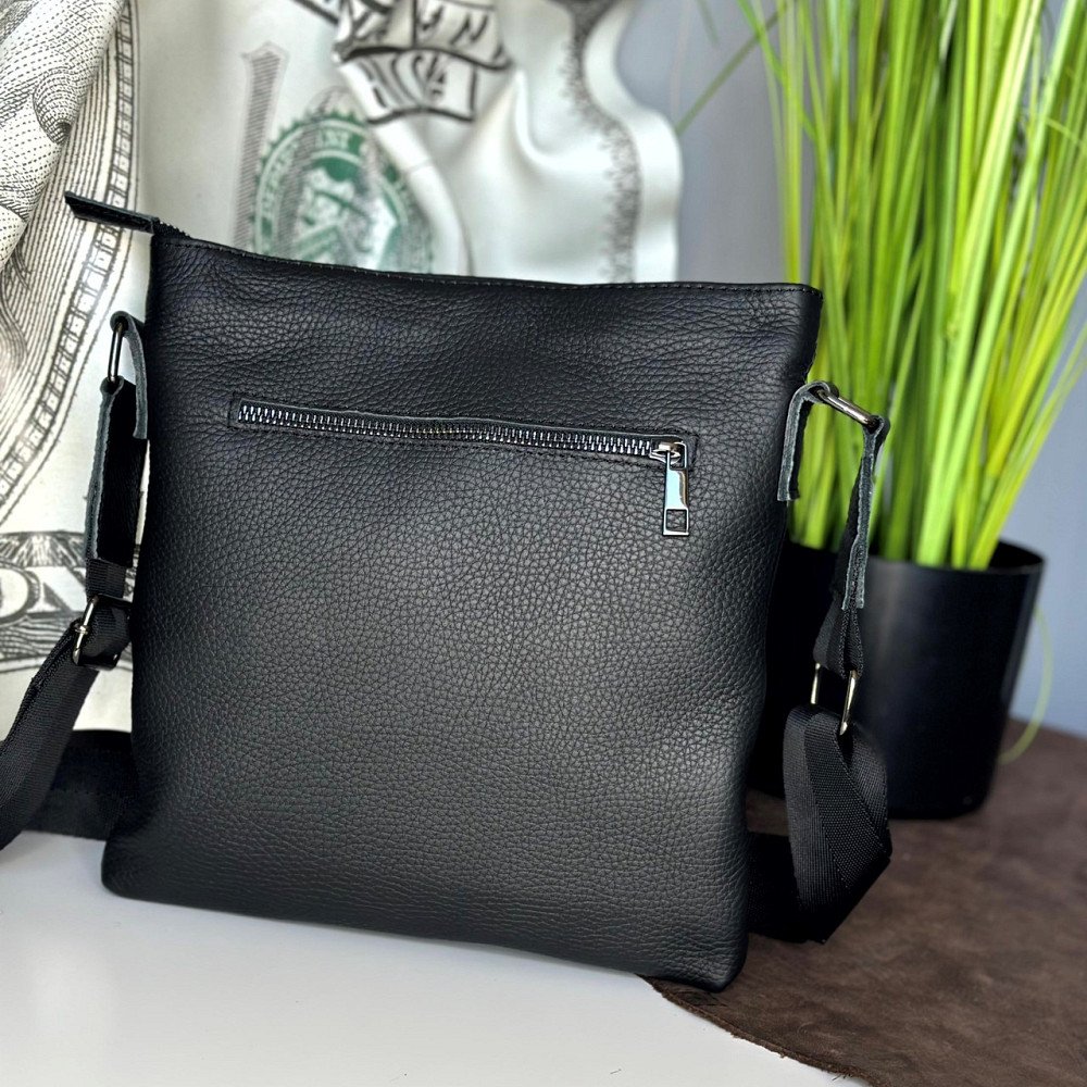 Шкіряна сумка через плече чоловіча Флеш Ап Герб чорна, сумка месенджер для хлопця 24*23 смMasterSem Київ - фото 3