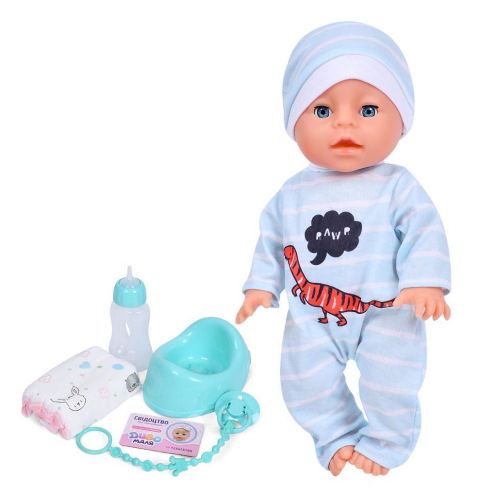 Дитяча іграшка Пупс YL2435A-2 33 см, п'є, звукові ефекти, аксесуари в наборі Вінниця - фото 1