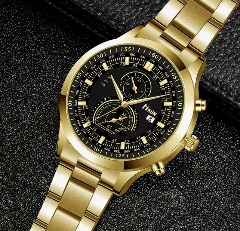 Подарочный набор для мужчин наручные часы с браслетом и цепочка с крестиком золотистый Киев - изображение 5