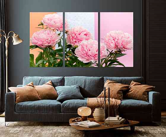 Модульная картина в гостиную / спальню  Рожеві піони    ART-243_3A Киев