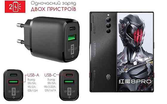 Сетевое зарядное устройство для nubia Red Magic 8 Pro, 8 Pro+, 20W 3A, Quick Charge 3.0 Киев