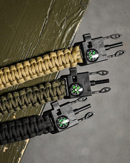 PARACORD БРАСЛЕТ З ВИСКОРЕМ, КОМПАСОМ ТА СВИСТКОМ ОЛИВА Одеса - фото 2