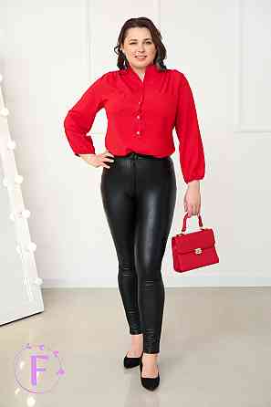 Утеплені жіночі шкіряні штани (хутро) "Dario" оптом | Батал Чорний, 50 Київ