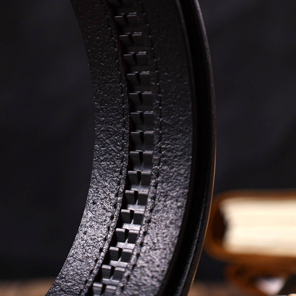 Брючний чоловічий ремінь із пряжкою автомат з натуральної шкіри Чорний (Vintage) Київ - фото 4