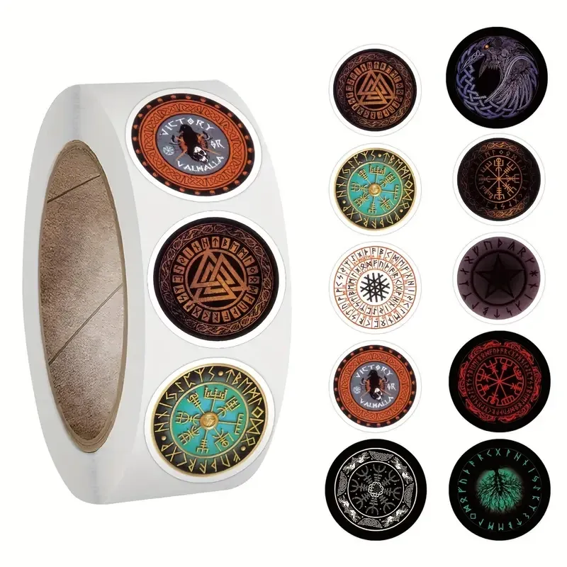 Набір наклейок з рунами вікінгів – рулон 500 шт (10 варіантів) Київ - фото 1