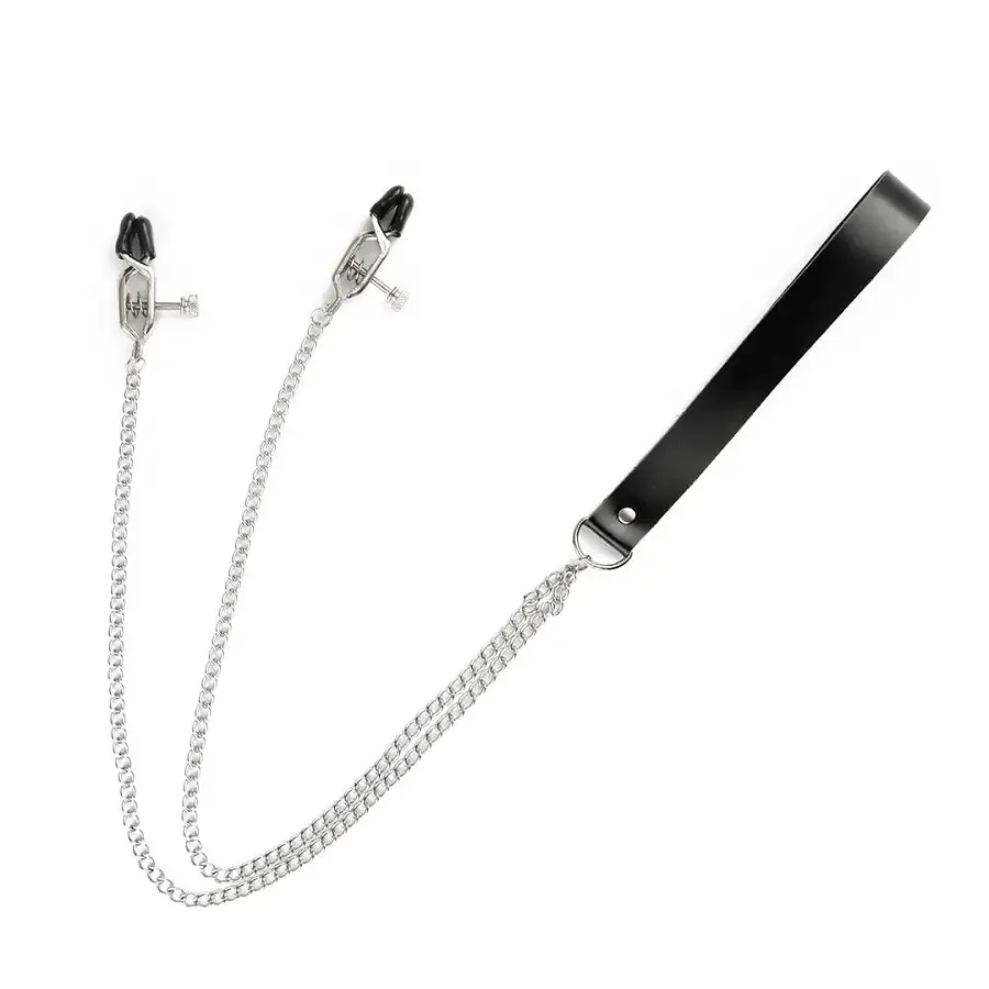 Затискач з повідцем на металевому ланцюжку для сосків Art of Sex – Kendal Львів - фото 1