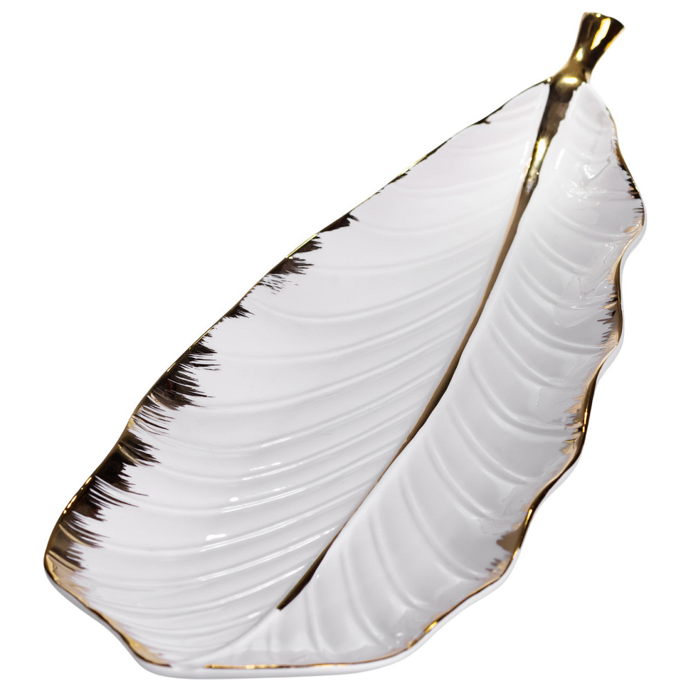 Порцелянове блюдо для сервірування столу 45×16.5×3 (см) блюдо для подавання закусок Білий із золотом CJY-175 Коломия - фото 2