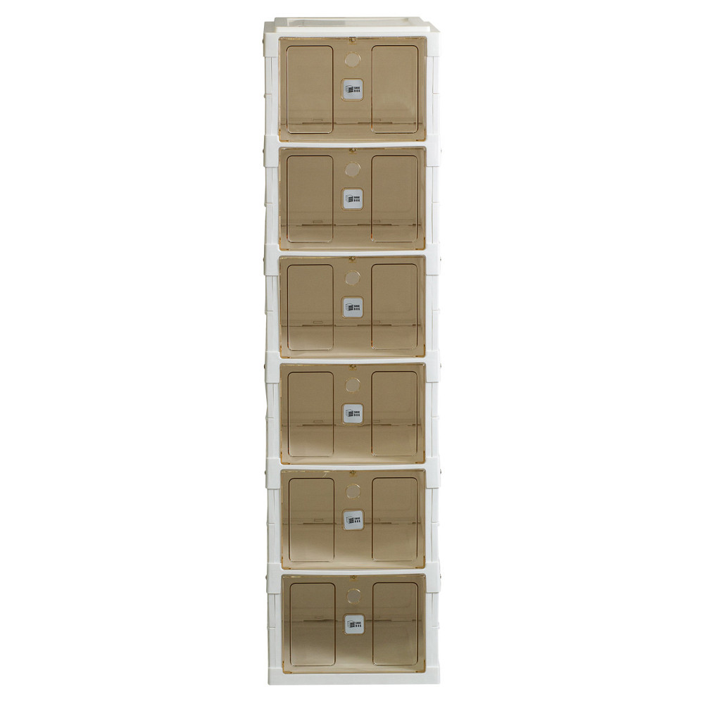 Happy Life Шафа для взуття портативна пластикова 33 х 26х 100 см на 6полиць Біла Коломия - фото 2