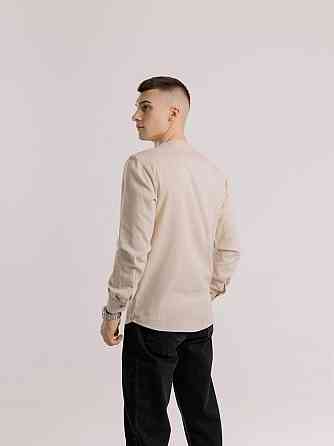 Мужская рубашка бежевая с длинным рукавом Pobedov Horizon Киев