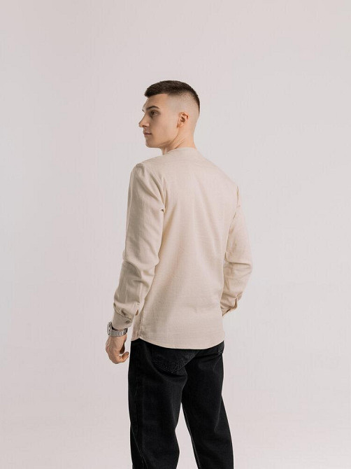 Мужская рубашка бежевая с длинным рукавом Pobedov Horizon Киев - изображение 6