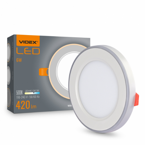 LED Світильник врізний 6W+3W 5000+2700К з декоративною підсвіткою VL-DL4R-0652 Videx Житомир