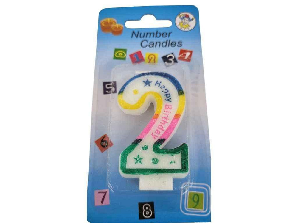 Свеча-цифра 2 Happy Birthday цветная арт.034 ТМ PRC Solmir Киев - изображение 1