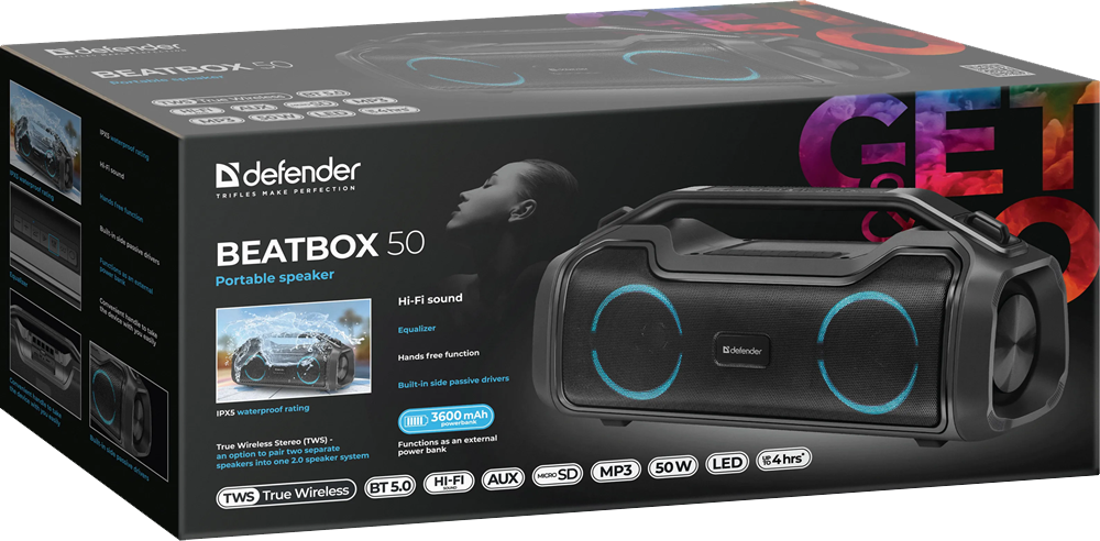 Портативна акустика Defender Beatbox 50 Black (65950) (7055827) Київ - фото 8