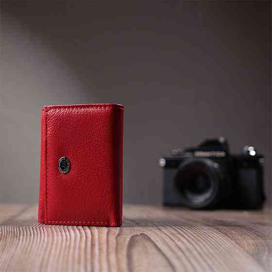 Компактне жіноче портмоне з монетницею із натуральної шкіри ST Leather 22729 Червоний Київ