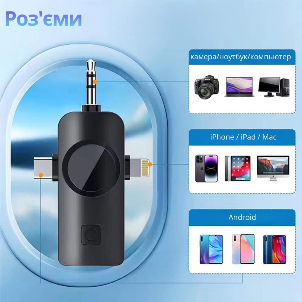 Микрофоны беспроводные петличные с шумоподавлением ONELEADER F11-2,подключение разъём 3в1 Type C, 3.5mm Headphone,Lightning Кам'янець-Подільський - фото 3