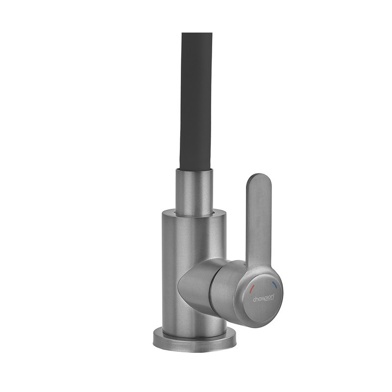 Кухонный смеситель Champion EZA-011 Graphite REFL.Black с черным силиконовым изливом из нержавеющей стали (MX9555) Харьков - изображение 3