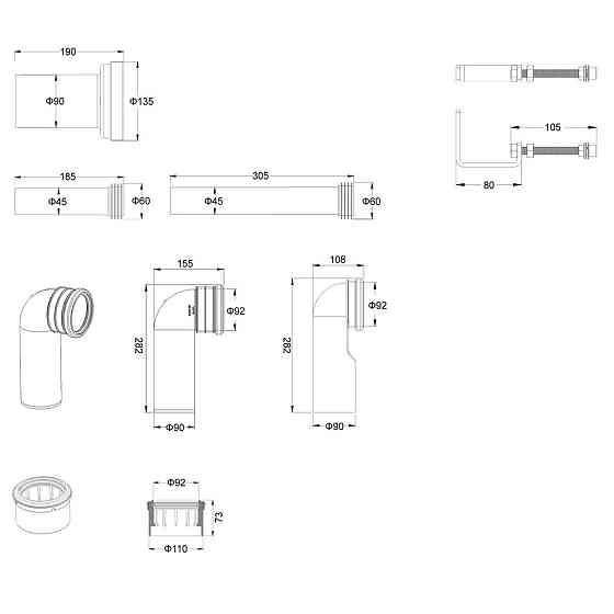 Комплект установочный для унитаза Koer KT-0401 (без панели смыва) (KR5166) Киев