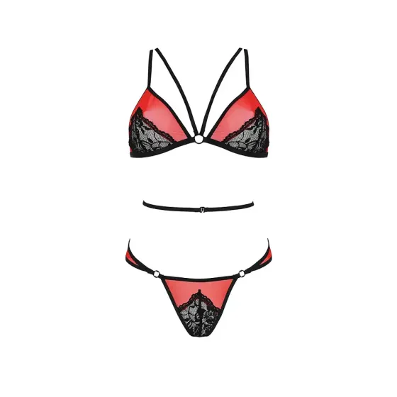 Комплект білизни Passion PEONIA SET XXL/XXXL red, бра, трусики Львов