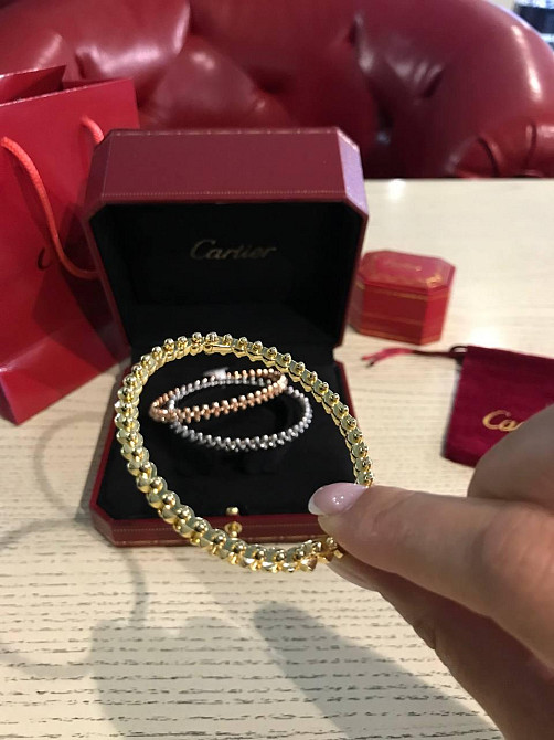 Брендовий браслет "зубчики" Cartier у лимонному золоті / Картьє браслет із зубчиками Одеса - фото 2