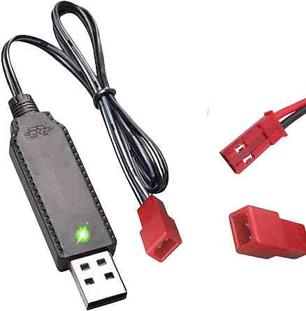 USB кабель для зарядки 3.7V с разъемом JST 2-pin для LiPo аккумулятора дрона квадрокоптера чёрный Киев