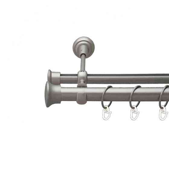 Карниз Orvit Дуо металевий дворядний опозитний гладка \ профільна труба кільце металеве Сатин 25\19 мм 300 см Львов