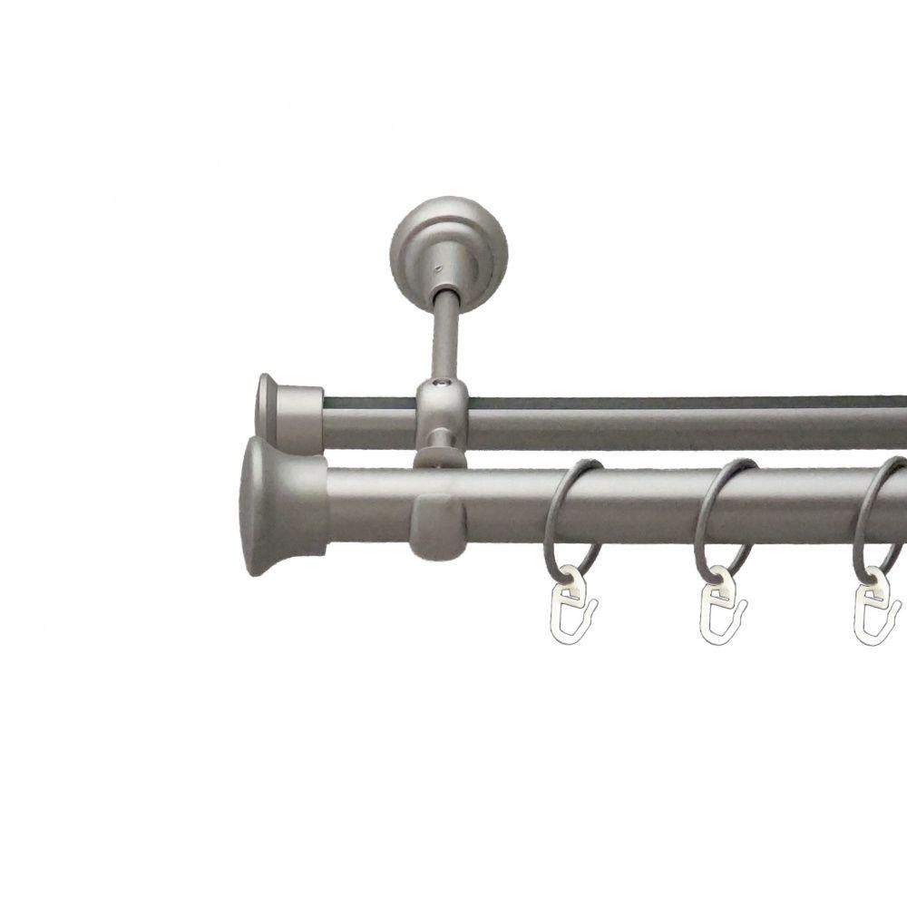 Карниз Orvit Дуо металевий дворядний опозитний гладка \ профільна труба кільце металеве Сатин 25\19 мм 300 см Львов - изображение 1