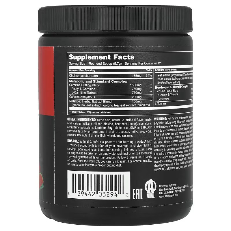 Жироспалювач Universal Nutrition Animal, Advanced Cuts® Powder, Strawberry Watermelon 239.4 g Луцьк - фото 2