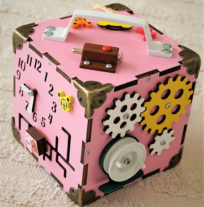 Маленький Бізікуб 15*15*15 Рожевий дитячий розвивальний куб міні Бізикуб для дівчинки Бізіборд Тернопіль - фото 2