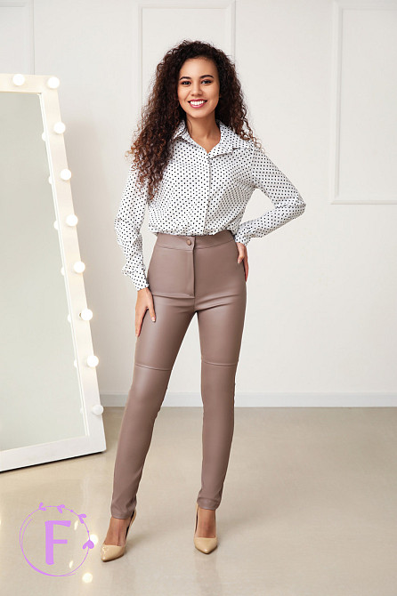 Стильні шкіряні штани жіночі "Casual" (тонкі) оптом | Норма Мокко, 44 Київ - фото 2